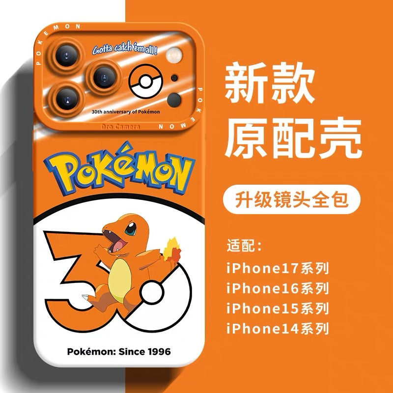 Japanese Cartoon Pokemon Silicone Case Pokemon 30 Anniversary Catching Version | Pikachu Bulbasaur Charmander Squirtle Eevee Psyduck Meowth Gengar 8 Styles - Phone Case Samsung Galaxy S26 S25 S24 S23 FE Ultra Edge