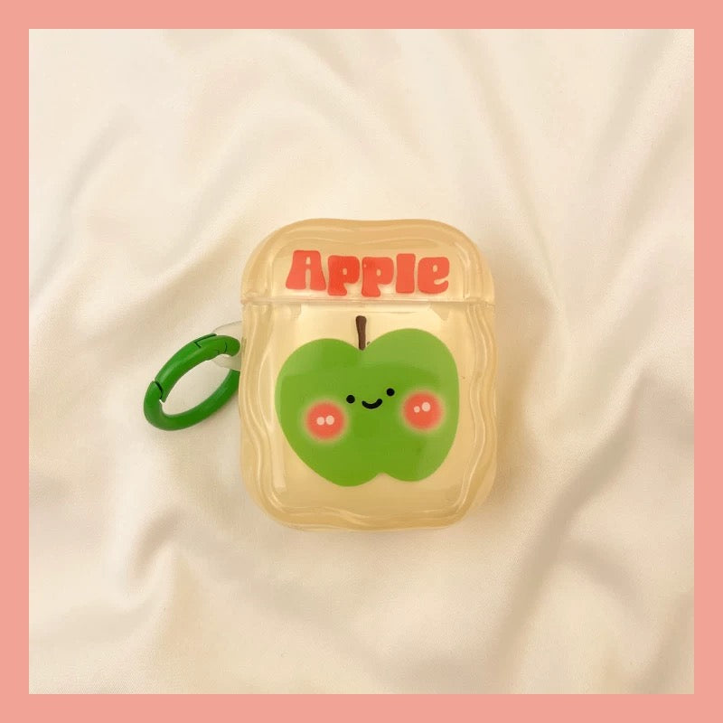 Japanese Cartoon Fun Colourful Fruits Strawberry Cherry GreenApple Peach - AirPods AirPodsPro AirPods3 Case Green Yellow Pink