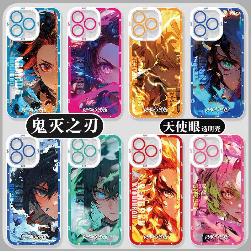Japanese Anime Kimetsu no Yaiba Demon Slayer Half Battle Soul Style | Tanjiro Nezuko Zenitsu Inosuke Giyuu Muichiro Rengoku Mitsuri - iPhone Case PLUS SE2 XS XR X 11 12 13 14 15 16 16e 17 17e Pro Promax 12mini 13mini