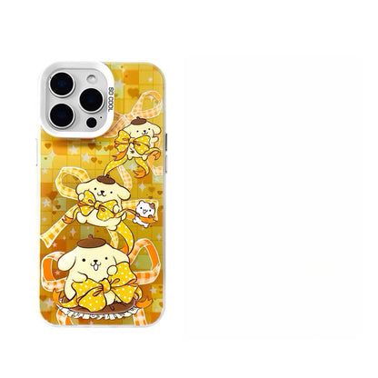 Japanese Cartoon Sanrio Colourful Ribbon Laser Case | Hello Kitty My Melody Kuromi Cinnamoroll Pompompurin Hangyodon 6 Styles - iPhone Case 11 12 13 14 15 16 16e 17 17e 18 Pro Promax