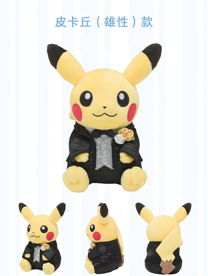 Japan Cartoon Pokemon Center Garden Wedding Version | Male Pikachu & Female Pikachu - Mascot Plush Doll Kawaii Decoration Wedding Gift