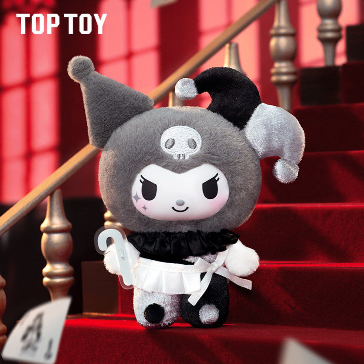 Kuromi Poker Kingdom secret edition plush pendant in a silver-grey leopard hood, one in every 64 boxes
