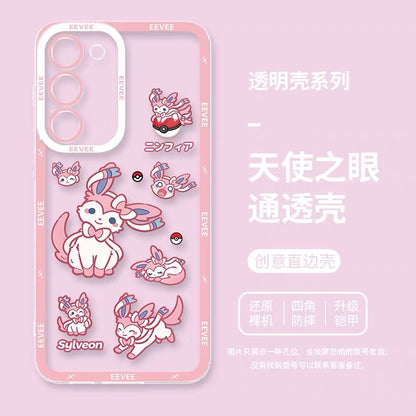 Japanese Cartoon Pokemon Case Eevee Evolution Cute Emo Version | Eevee Vaporeon Jolteon Flareon Espeon Umbreon Leafeon Glaceon Sylveon 9 Styles  - Phone Case Samsung Galaxy S26 S25 S24 S23 S22 S21 FE Ultra Edge