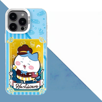 Japanese Cartoon ChiiKawa Cafe Cake Chef Laser Case | Chiikawa Hachiware Usagi Momonga Kurimanju Rakko 6 Styles - iPhone Case 11 12 13 14 15 16 16e 17 17e Pro Promax