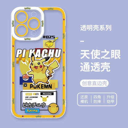 Japan Cartoon Pokemon Game Pixel Version | Bulbasaur Charmander Squirtle Pikachu Eevee Gengar Mew Mewtwo - iPhone Case PLUS SE2 XS XR X 11 12 13 14 15 16 16e 17 17e Pro Promax 12mini 13mini
