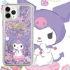 Japanese Cartoon Kuromi Make Up - Purple Glitter QuickSand iPhone Case 6 7 8 PLUS SE2 XS XR X 11 12 13 14 15 16 Pro Promax 12mini 13mini