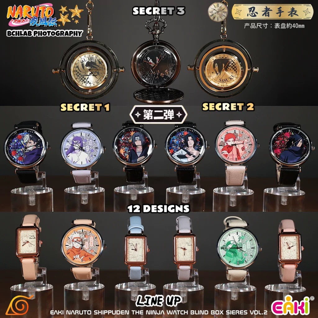 Eaki X Naruto Ninja Part 2 Watch Accessories Series | Naruto Shippuuden Naruto Sasuke Sakura Kakashi Gaara Neji Hinata Itachi Uchiha Madara Obito - Watch Collectable Toys Mystery Blind Box