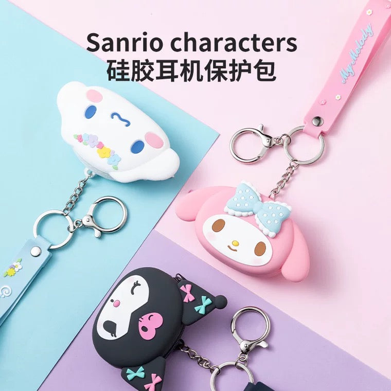 Japan Sanrio Silicon Mini Purse Bag Keychain Lolita Series | My Melody Kuromi Cinnamoroll - Coin Bag Keychain Can put in Airpods EarPhone