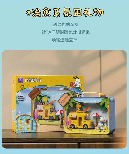 Pan Tasy x Peanut | Summer Travel Suitcase White Dog and Friends - Lovely Dog and Yellow Birds Building Blocks Toy Collections