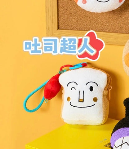 Japan Cartoon Anpanman Mini Purse Bag Keychain with Star | Anpanman Uncle Jam Currypanman Shokupanman Baikinma Dokin-chan - Coin Bag Keychain Can put in Airpods EarPhone - KawaiiGiftLand