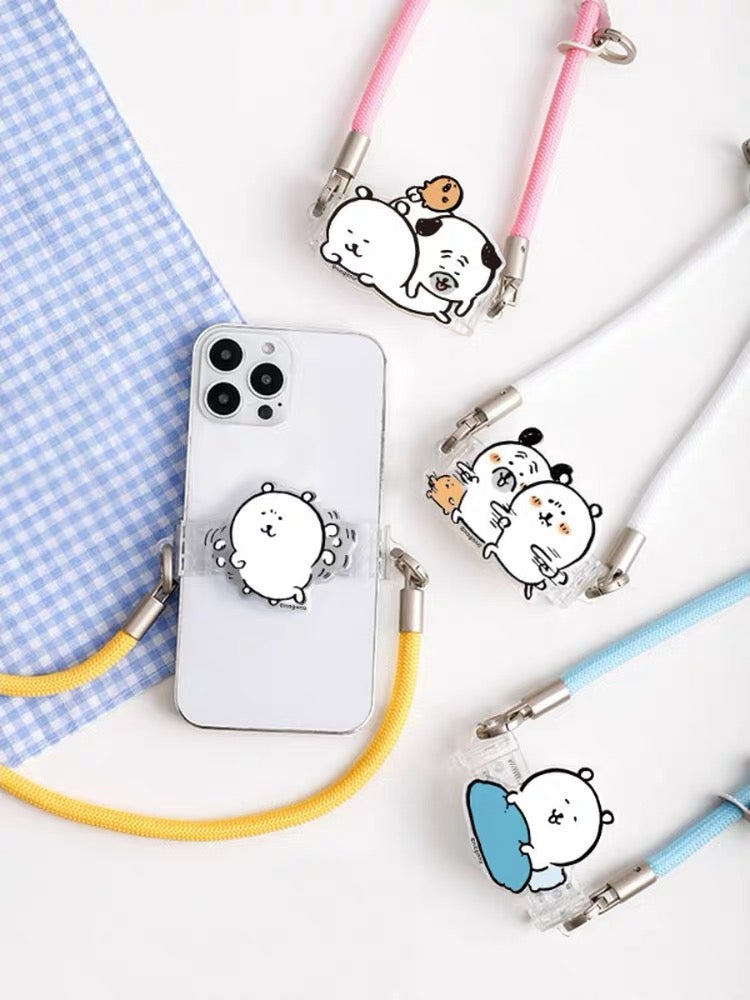 Japanese Cartoon Phone Back Clip with Phone Lanyard | Chiikawa Pink & Mint Green - for All Smart Phones (副本 2)