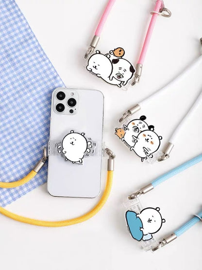 Japanese Cartoon Phone Back Clip with Phone Lanyard | Chiikawa Pink & Mint Green - for All Smart Phones (副本 2)
