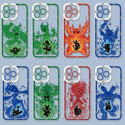 Japan Cartoon Pokemon Evolution Soul Version | Rowlet Decidueye Treecko Sceptile Tepig Emboar Oshawott Samurott Popplio Primarina Grookey Rillaboom Zorua Zoroark Mudkip Swampert - iPhone Case PLUS SE2 13 14 15 16 16e 17 17e Pro Promax 12mini 13mini