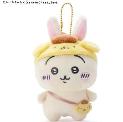 Japan ChiiKawa X Sanrio | ChiiKawa Hachiware Usagi Momonga My Melody Kuromi Cinnamoroll Pompompurin - Plush Doll 20cm Keychain 10cm