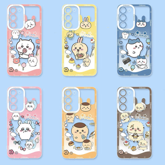 Japanese Cartoon Chiikawa Heart Shape Daily Version | Chiikawa Hachiware Usagi Momonga Kurimanju Rakko - Phone Case Samsung Galaxy S26 S25 S24 S23 S22 S21 FE Ultra