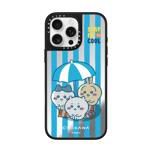 Japanese Cartoon ChiiKawa Mirror Phone Case | ChiiKawa Hachiware Usagi Summer Pool Party Playing Time - iPhone Case 12 13 14 15 16 17 Pro Promax