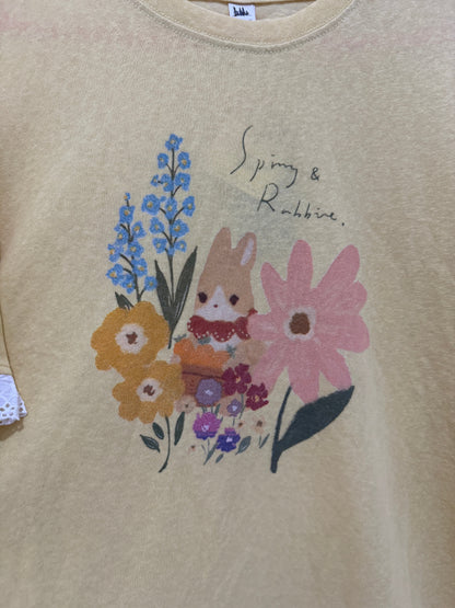 Japanese Fashion Cute Animals Style T-Shirt Series | Mori Rabbit with Flower - Kawaii Fashion Items