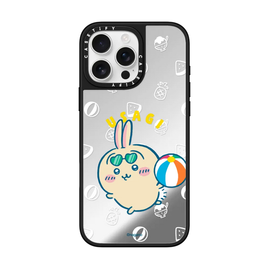Japanese Cartoon ChiiKawa Mirror Phone Case | Usagi Shisa Summer Pool Party - iPhone Case 12 13 14 15 16 17 Pro Promax