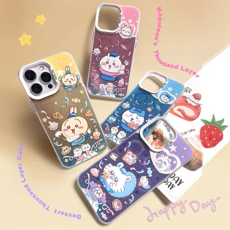 Japanese Cartoon ChiiKawa Cafe Waiter Laser Case | ChiiKawa Hachiware Usagi Momonga - Phone Case Samsung Galaxy S26 S25 S24 S23 S22 S21 FE Ultra Edge