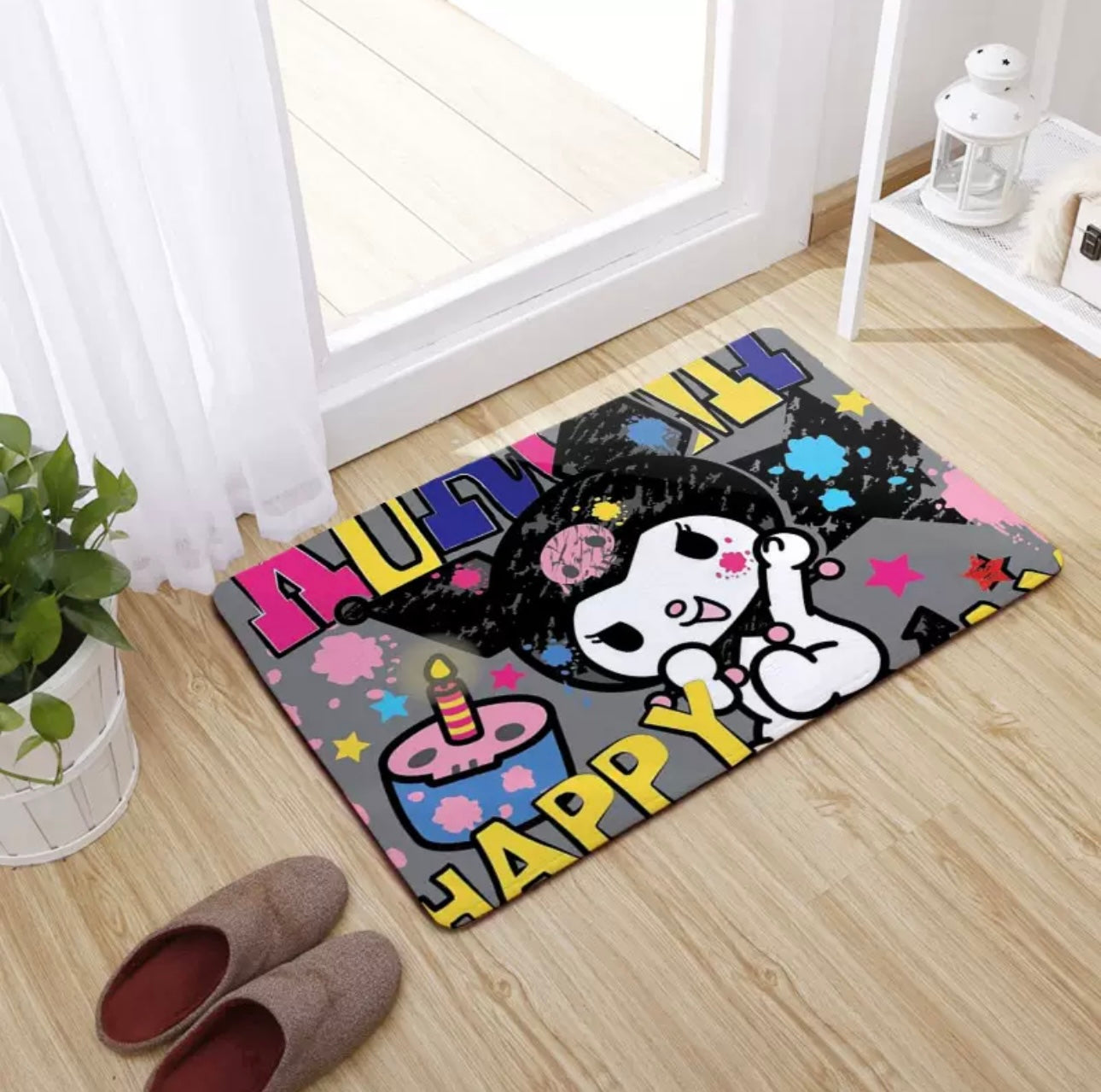 Japanese Cartoon Kuromi Soft Floor Mat | Colourful Print - Kawaii Room Decoration items Cute Things