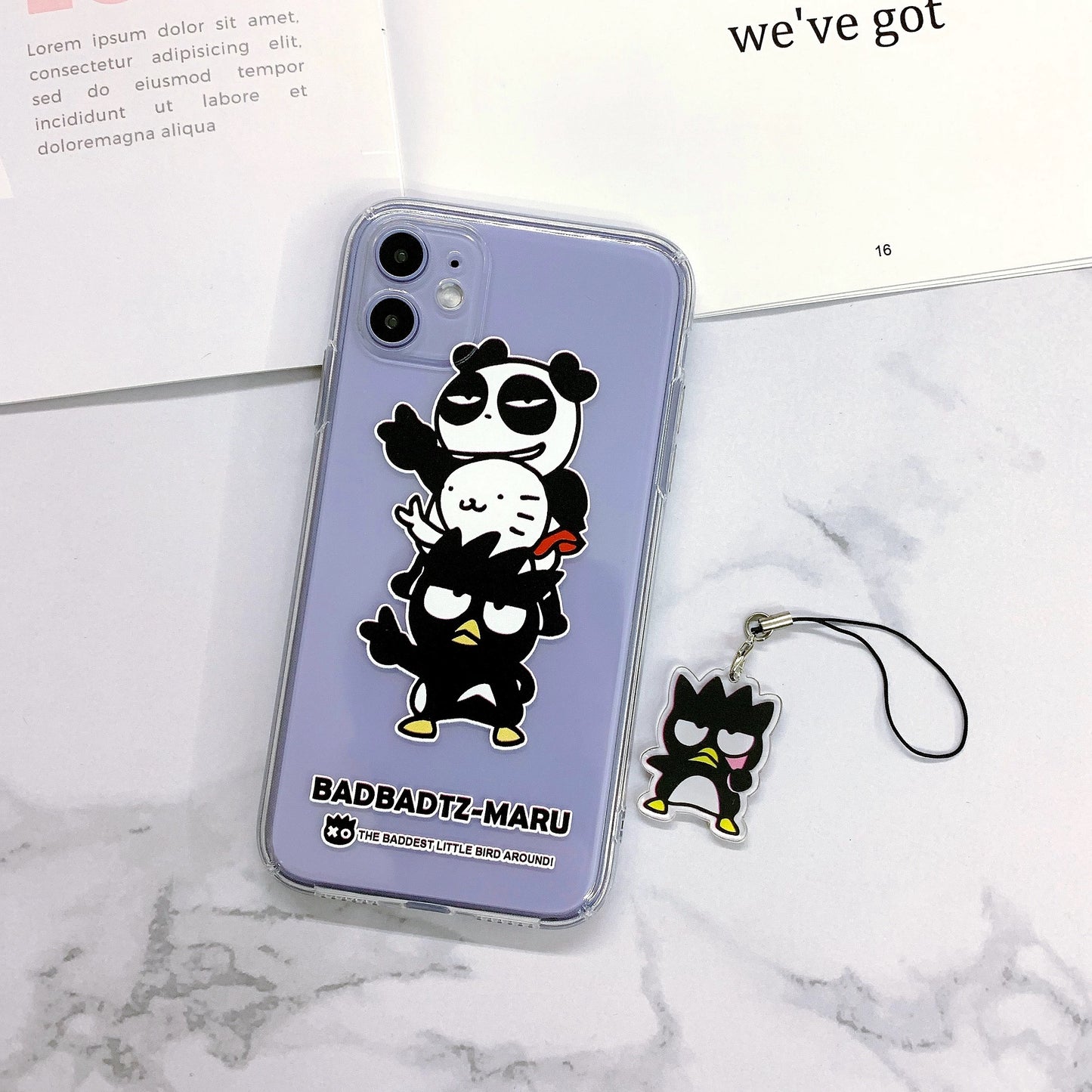 Japanese Cartoon iPhone Case with Strap | Bad Badtz Maru with friends yeah Full Screen - iPhone CasePhone Case  7 8 PLUS SE2 XS XR X 11 12 13 14 15 16 Pro Promax 12mini 13mini