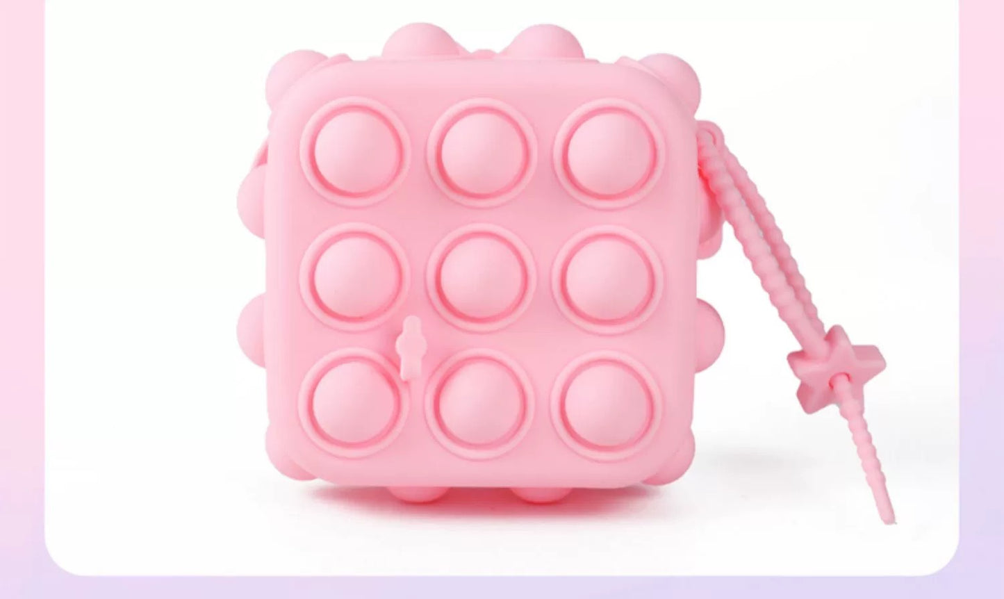 Sanrio Silicone Square PopBoom Purse Bag | Hello Kitty My Melody Kuromi Cinnamoroll KeroKeroKeroppi  - Playful Coin Bag Can put in Airpods EarPhone Children Gift