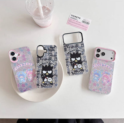 日本のアニメ風スマホケース | レーザー加工 バッドばつ丸 お出かけ＆キキ＆ララ（リトルツインスターズ） - iPhoneケース iPhone SE2 XS XR 11 12 13 14 15 16 17 Pro Pro Max 12mini 13mini対応
