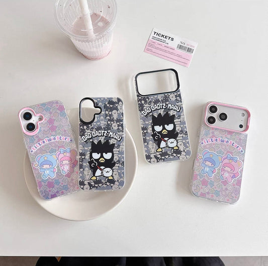 Japanese Cartoon Phone Case | Laser Bad Badtz Maru XO Outing & Angle Little Twin Stars - iPhone CasePhone Case PLUS SE2 XS XR X 11 12 13 14 15 16 17 Pro Promax 12mini 13mini