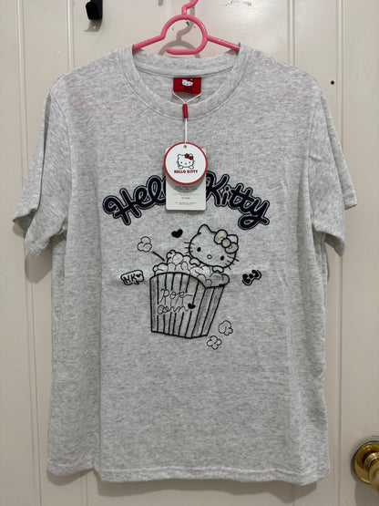 Korean Fashion Cute Cartoon Style T-Shirt Series | Bling Bling Embroidery Popcorn Hello Kitty - Kawaii Fashion Items