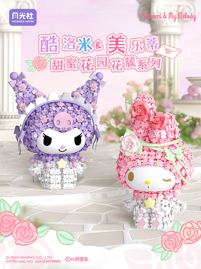 Sanrio Romantic Preserved Flowers Mini Blocks Set | My Melody Kuromi - Can Change Wink Face Limited Edition Mini Building Blocks Toy Collections