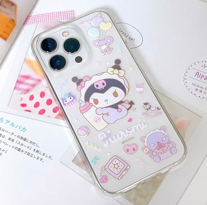 Japanese Cartoon Sweet Cute Baby Style | Hello Kitty My Melody Kuromi iPhone Case PLUS SE2 XS XR X 11 12 13 14 15 Pro Promax mini SE3