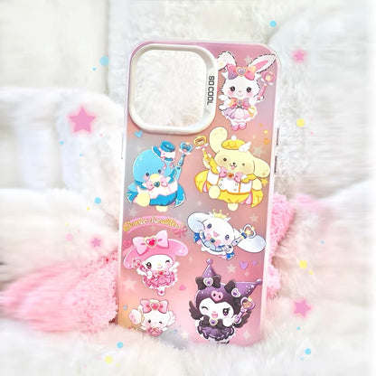 Japanese Cartoon Sanrio Cute Magic Laser Case | My Melody Kuromi Cinnamroll Pompompurin Tuxedosam Wish Me Mell Cogimyun - Phone Case Samsung Galaxy S26 S25 S24 S23 S22 S21 FE Ultra Edge