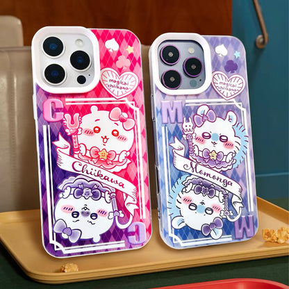 Japanese Cartoon ChiiKawa Dark & Magical Girl Laser Case | ChiiKawa Hachiware Usagi Momonga - iPhone Case 11 12 13 14 15 16 16e 17 17e Pro Promax