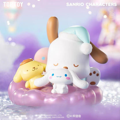 Full Set of 4 Sanrio x Toptoy Sweet Dream Cinnamoroll Pompompurin Pochacco Pajamas on Cloud Figure Toy Collection & Night Light