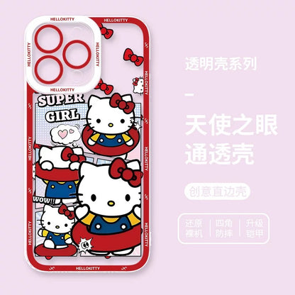 Japanese Cartoon Hello Kitty | Vintage Kitty Pink Version - iPhone Case PLUS SE2 XS XR X 11 12 13 14 15 16 16e 17 17e Pro Promax 12mini 13mini