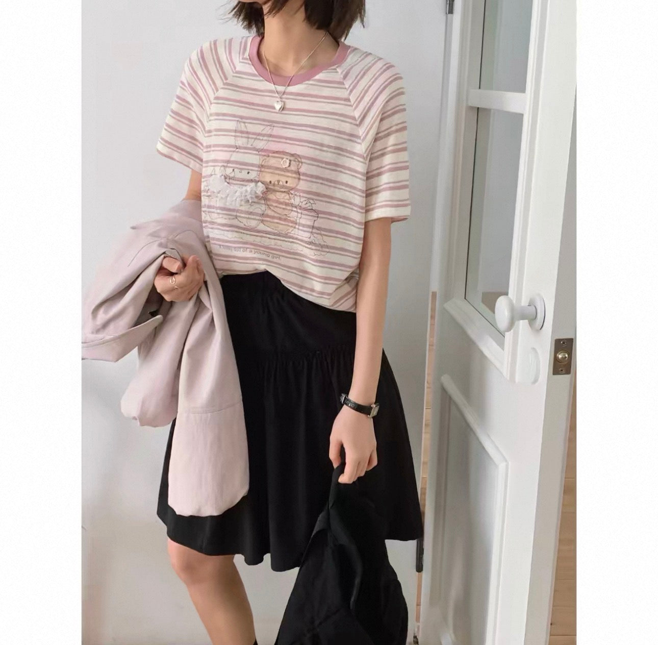Korean Fashion Cute Animals Style T-Shirt Series | Vintage Bear & Rabbit Teddy - Kawaii Fashion Items