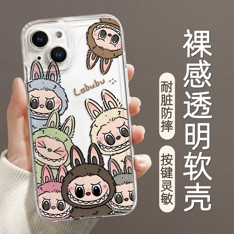 Cute Cartoon Labubu Zimomo | Colourful Swan Coconut - iPhone Case XR XS X 11 12 13 14 15 Pro Plus Promax