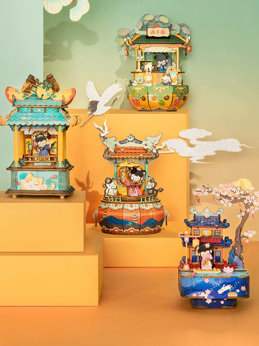 Craft Kits Wooden Music Box | Chinese Drama Style - DIY Handmade Mini World Miniature Gift