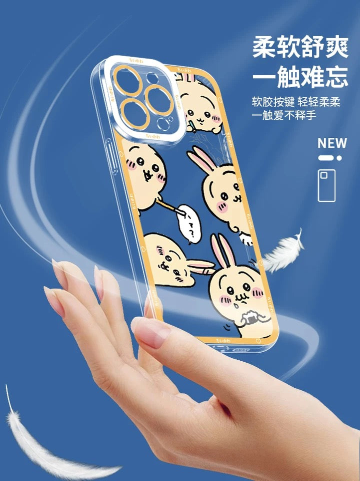 Japanese Cartoon Chiikawa Usagi Big Face 4 Styles Soft iPhone Case PLUS SE2 XS XR X 11 12 13 14 15 Pro Promax 12mini 13mini