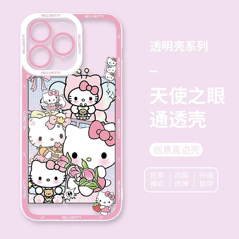 Japanese Cartoon Hello Kitty | Vintage Kitty Pink Version - iPhone Case PLUS SE2 XS XR X 11 12 13 14 15 16 16e 17 17e Pro Promax 12mini 13mini