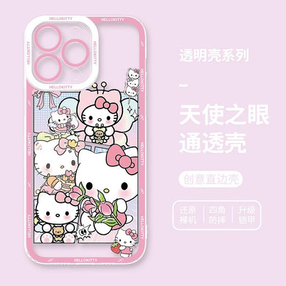 Japanese Cartoon Hello Kitty | Vintage Kitty Pink Version - iPhone Case PLUS SE2 XS XR X 11 12 13 14 15 16 16e 17 17e Pro Promax 12mini 13mini