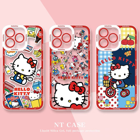 Japanese Cartoon Hello Kitty | Vintage Kitty Red Version - iPhone Case PLUS SE2 XS XR X 11 12 13 14 15 16 16e 17 17e Pro Promax 12mini 13mini