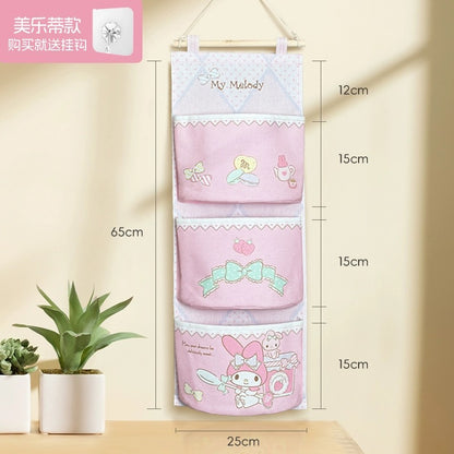 Japanese Cartoon Sanrio with Friends 2 Style Wall Hanging Storage Caddy Bag | Hello Kitty My Melody Kuromi Cinnamoroll Pochacco -  3 or 7 Pockets Bedroom Girl Gift