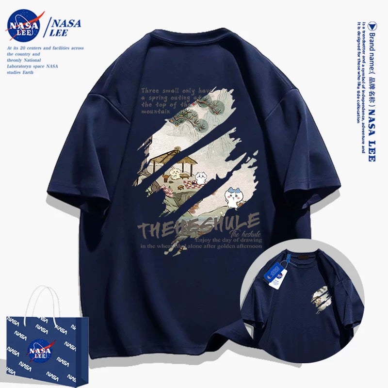 Japanese Cartoon ChiiKawa Casual Style T-Shirt Series | Chiikawa Hachiware Usagi Japanese Picnic Front & Back - Kawaii Fashion Items