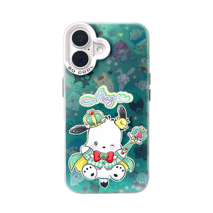 Japanese Cartoon Sanrio Magic Group Laser Case |  My Melody Kuromi Pochacco Wish Me Mell 4 Styles - iPhone Case 11 12 13 14 15 16 16e 17 17e Pro Promax