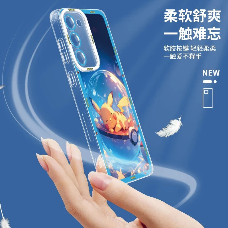 Japan Cartoon Pokemon Sweet Dream in Pokeball | Pikachu Gengar Greninja Squirtle Lucario Bulbasaur - Phone Case Samsung Galaxy S26 S25 S24 S23 S22 S21 FE Ultra Edge