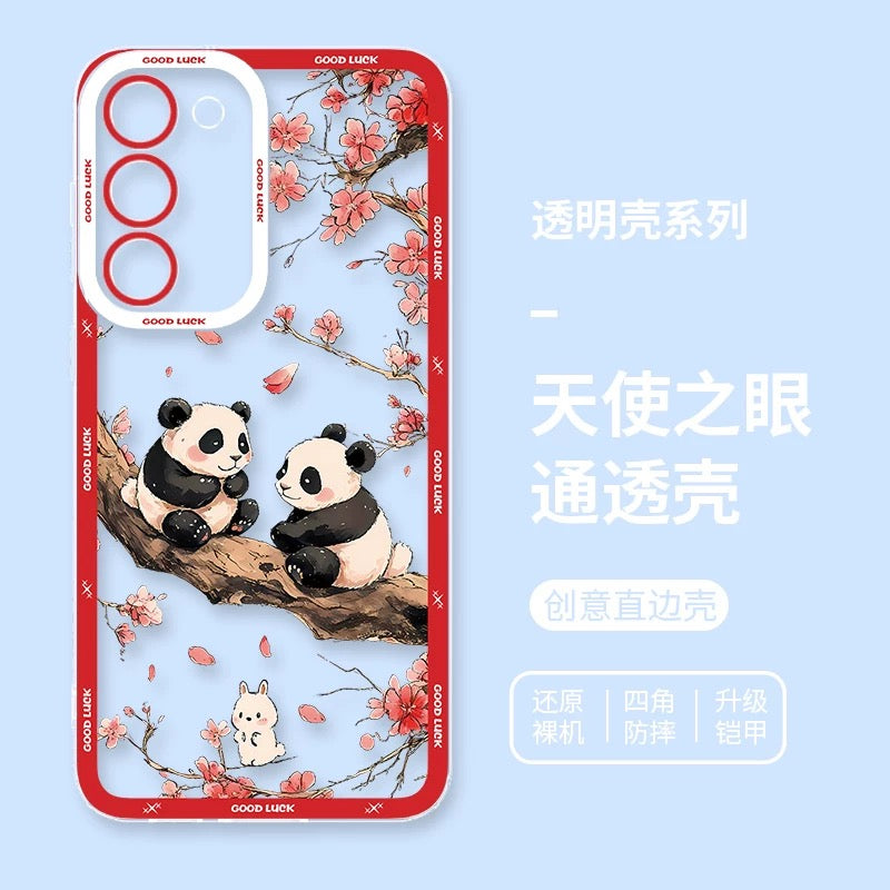 Cute Animal Panda | Chinese Ink Painting Red Version - Phone Case Samsung Galaxy S26 S25 S24 S23 S22 S21 FE Ultra Edge