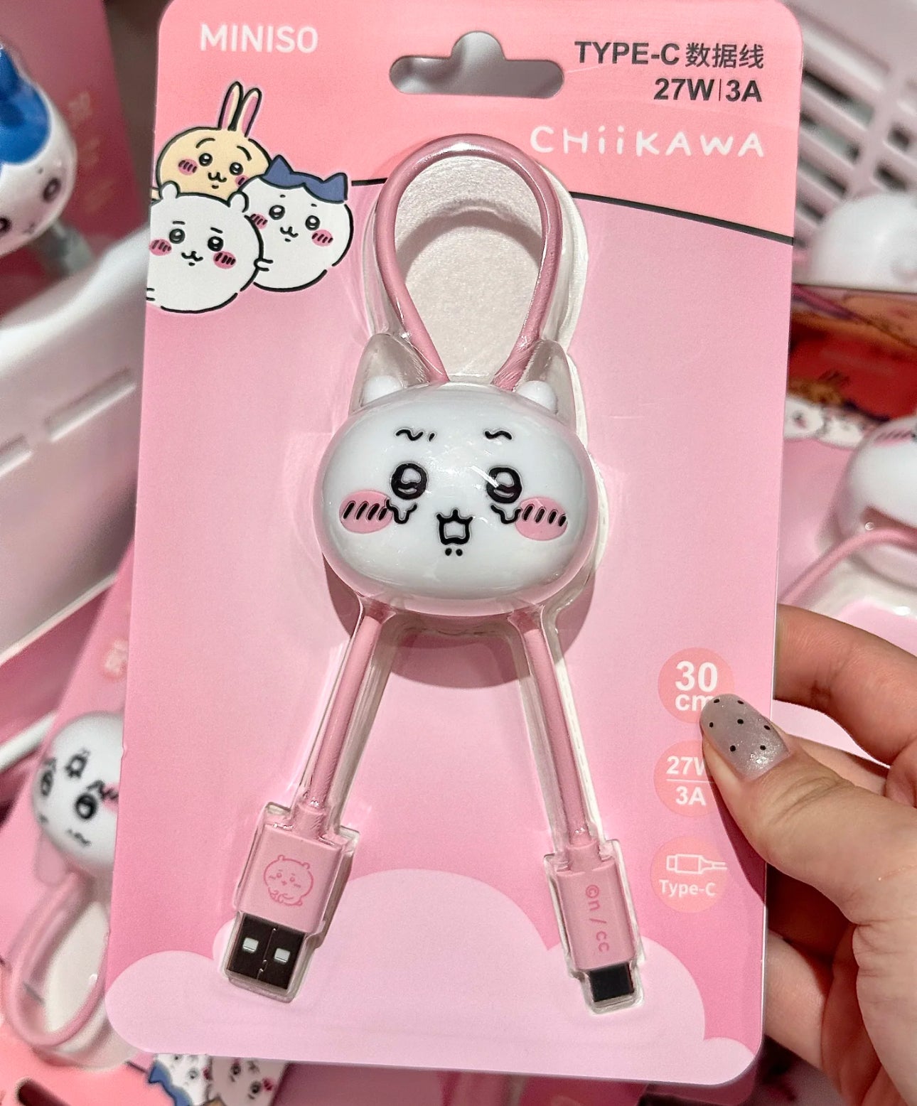 Miniso ChiiKawa | Chiikawa Hachiware Usagi - 3A Fast Charging Type-C & Lightning Data Cable