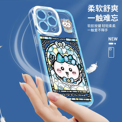 Japanese Cartoon Phone Case Magical Girl with Glass Window Clean Version | Chiikawa Hachiware Usagi Momonga Kurimanju Rakko Shisa Furuhonya - iPhone Case PLUS SE2 15 16 16e 17 17e Pro Promax 12mini 13mini