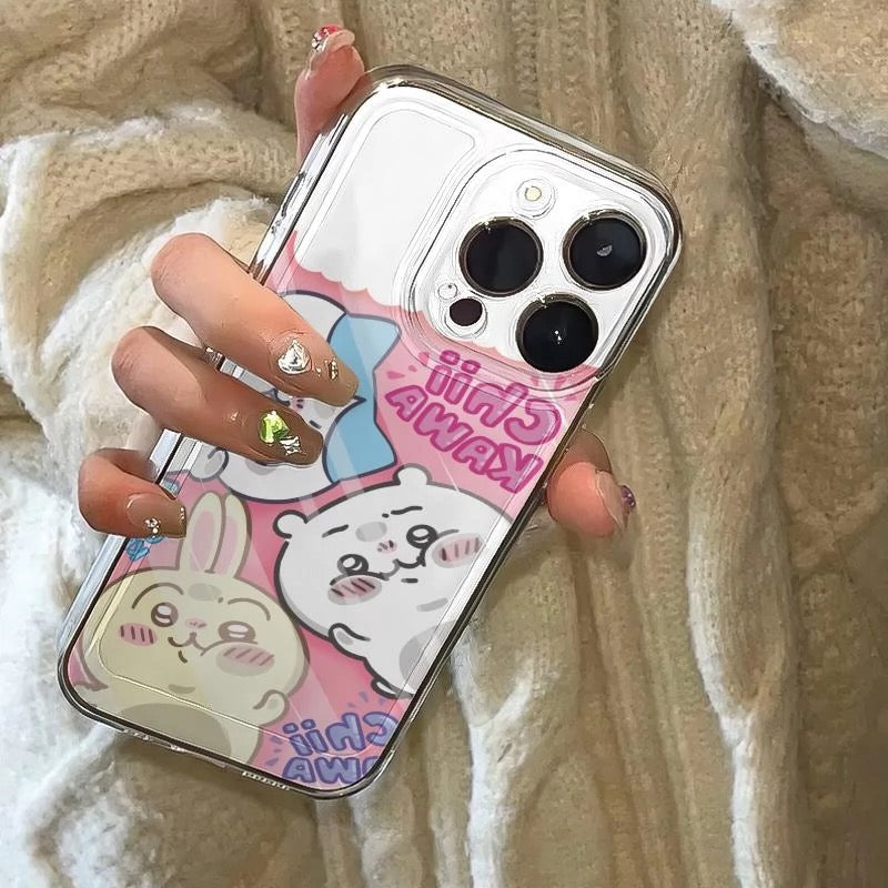 Cute Cartoon ChiiKawa | Sticke on Screen Chiikawa Hachiware Usagi - iPhone Case XR XS X 11 12 13 14 15 Pro Plus Promax